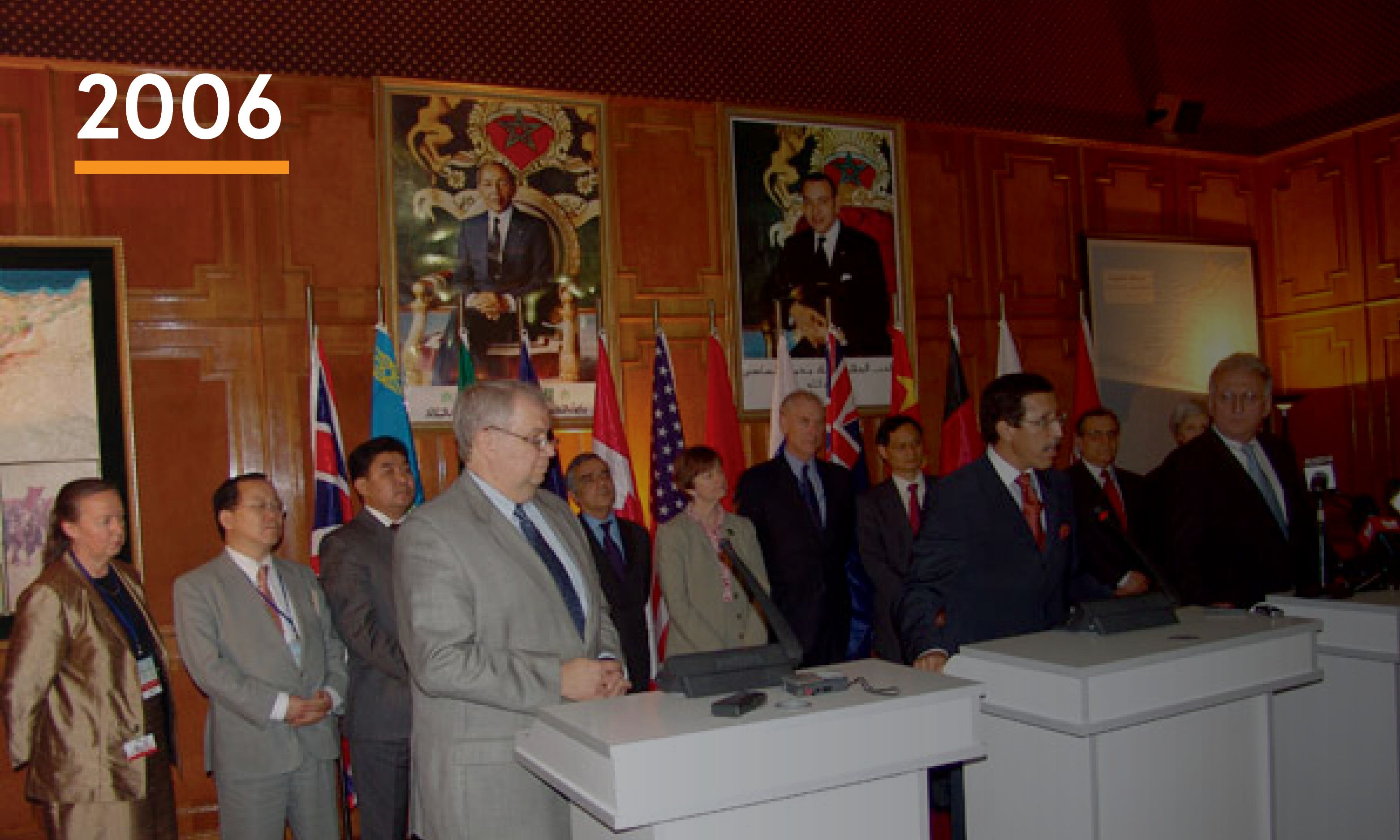 People at podiums to announces the Global Initiative to Combat Nuclear Terrorism