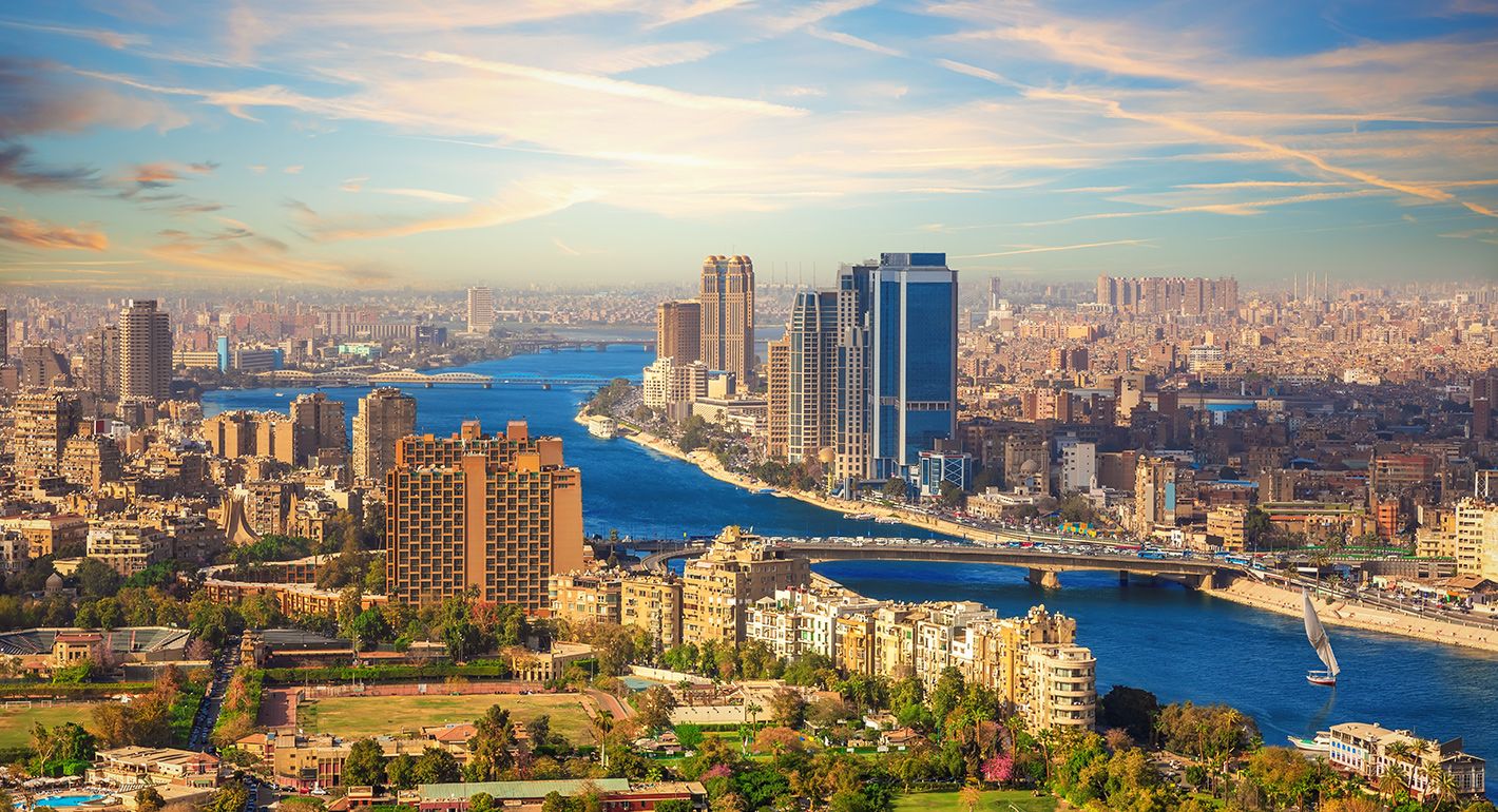 View of Cairo downtown and the Nile from above