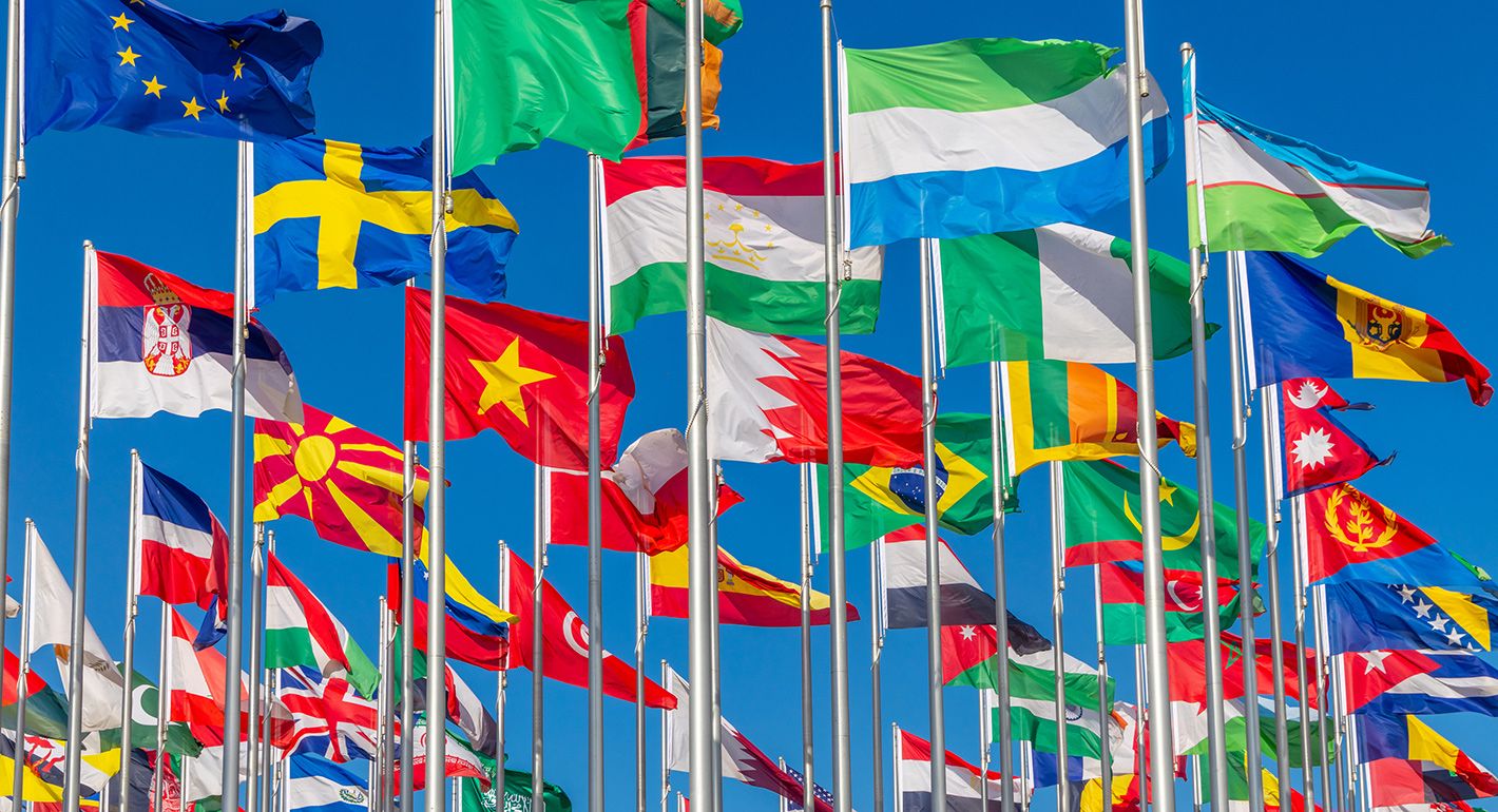 Flags from a lot of different countries