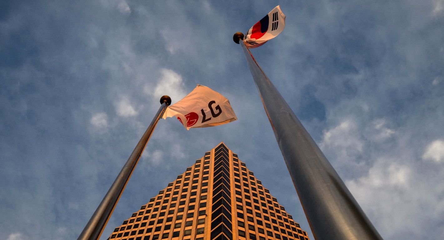 Flags outside a building