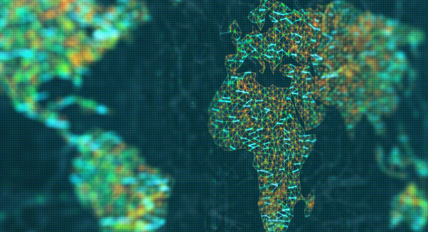 map of the world with digital-looking connections between countries