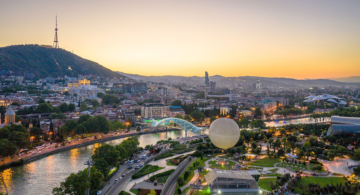 Evening view of Tbilisi, capital of Georgia