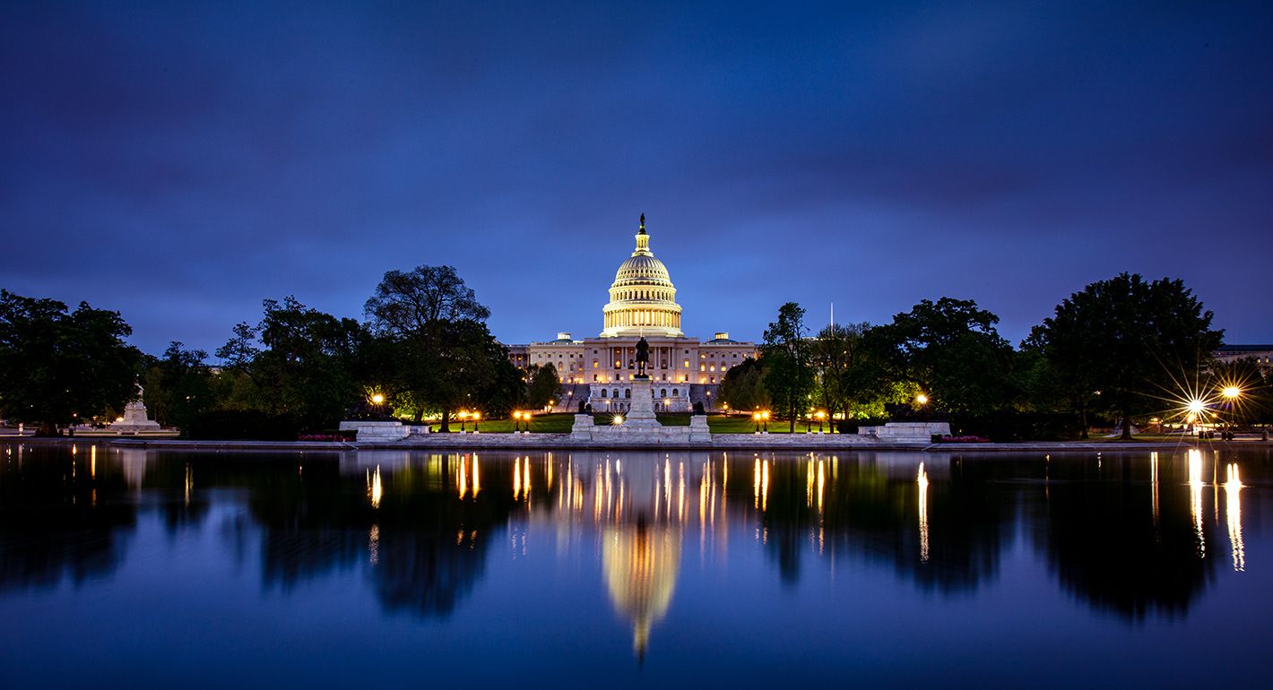 Capitol building at twilight