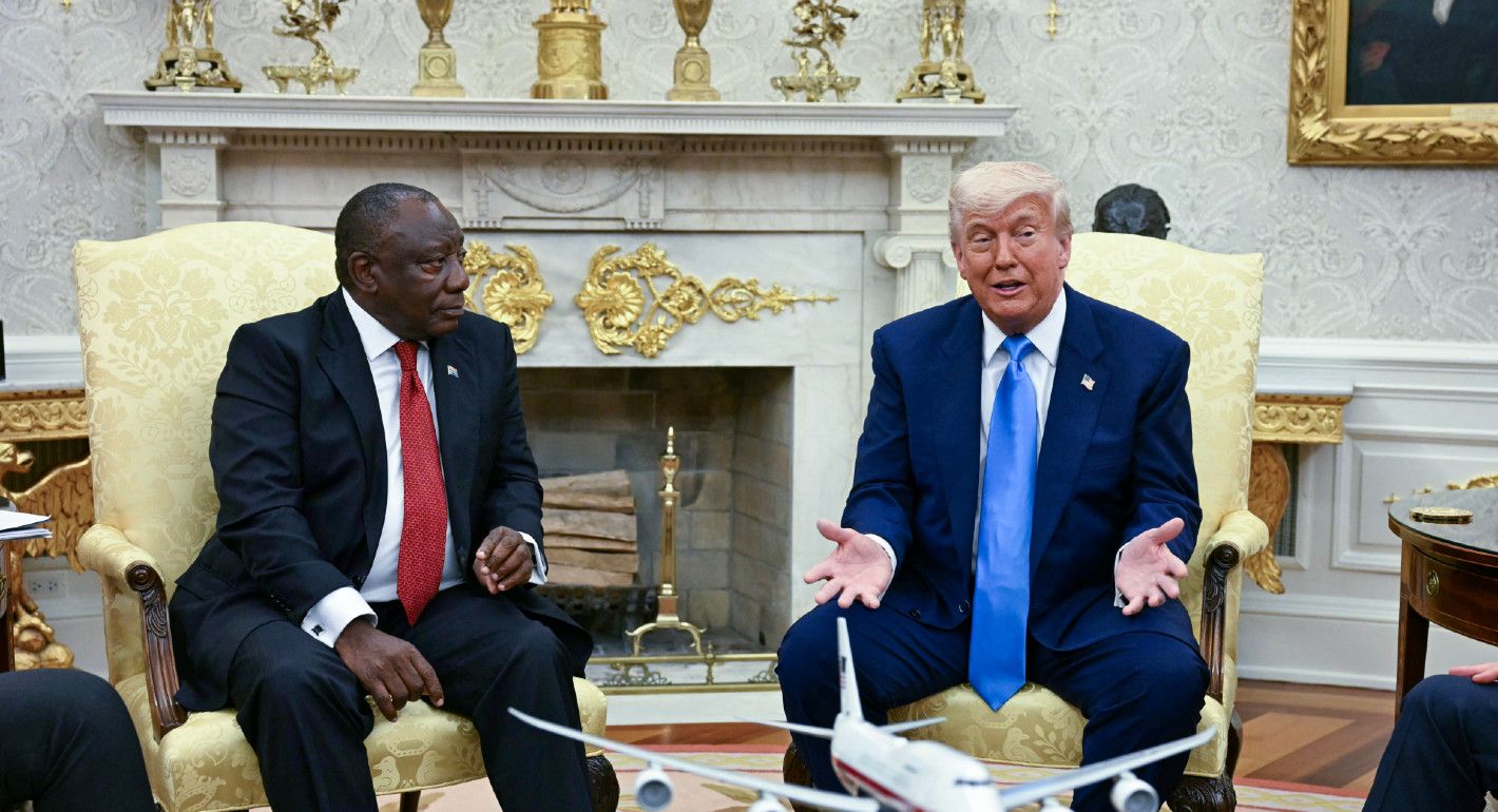 Photo of Donald Trump and Cyril Ramaphosa meeting in the White House, Washington, DC.